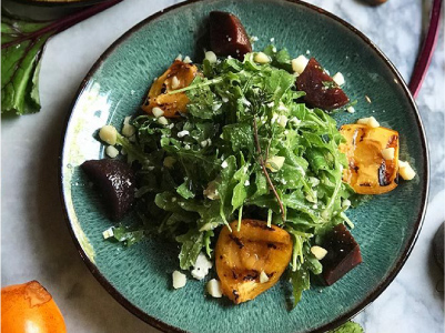 Grilled Loquat and Roasted Beet Salad with Citrus Vinaigrette